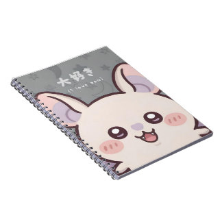 Cute Kawaii Bat Notebook - "Daisuki" (I Love You) Anteckningsbok