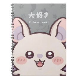 Cute Kawaii Bat Notebook - "Daisuki" (I Love You)  Anteckningsbok