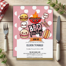 Cute Kawaii BBQ Party Baby Shower Inbjudningar