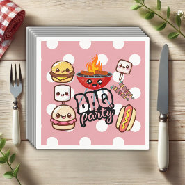 Cute Kawaii BBQ Party Baby Shower Pappersservett