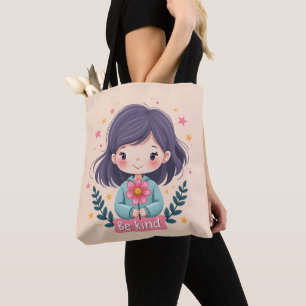 Cute Kawaii "Be Kind" Illustration - Wholesome Art Tygkasse