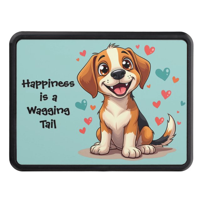 Cute Kawaii Beagle med hörselskadade Hund Dragkroksskydd (Framsidan)