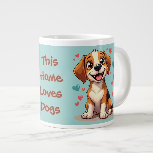 Cute Kawaii Beagle med hörselskadade Hund Jumbo Mugg (Framsida höger)
