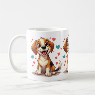 Cute Kawaii Beagle med hörselskadade Hund Kaffemugg