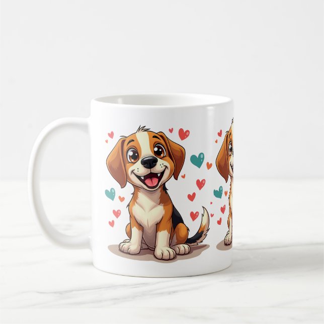Cute Kawaii Beagle med hörselskadade Hund Kaffemugg (Vänster)