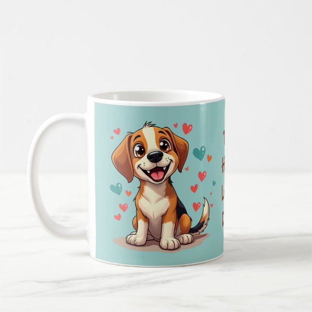 Cute Kawaii Beagle med hörselskadade Hund Kaffemugg (Vänster)