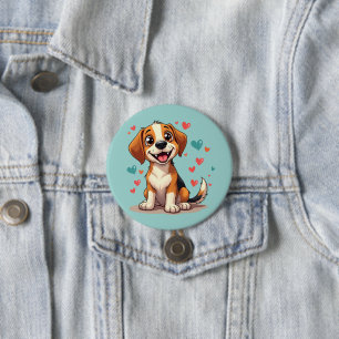 Cute Kawaii Beagle med hörselskadade Hund Knapp