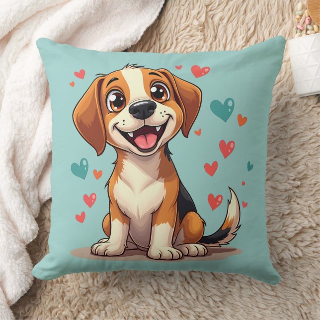 Cute Kawaii Beagle med hörselskadade Hund Kudde (Filt)