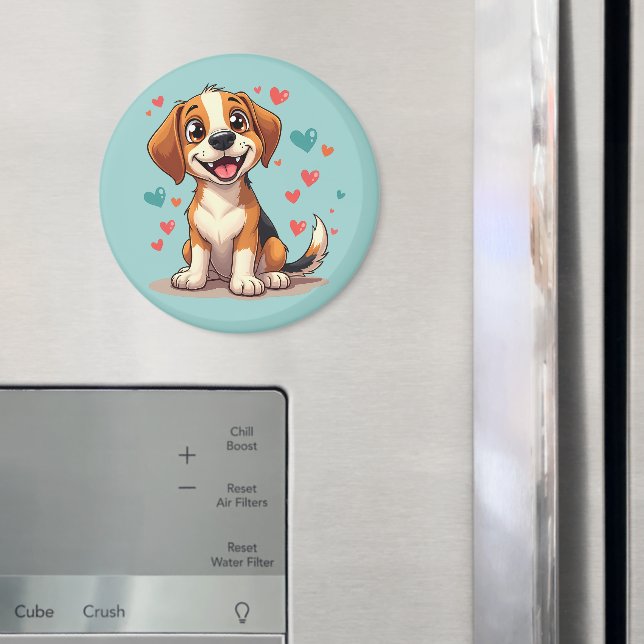 Cute Kawaii Beagle med hörselskadade Hund Magnet (In Situ (Fridge))