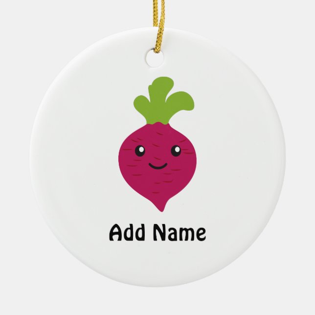Cute Kawaii Beet Julgransprydnad Keramik (Framsidan)