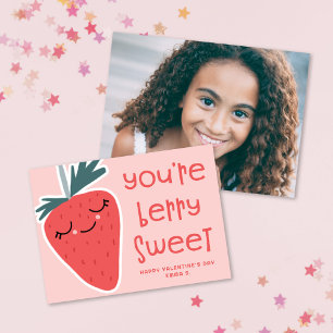 Cute Kawaii Berry Sweet Classroom Valentine Photo Anteckningskort