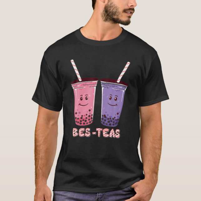 Cute Kawaii Bes Teas Boba Bubble Tea Besties Best T Shirt (Framsida)