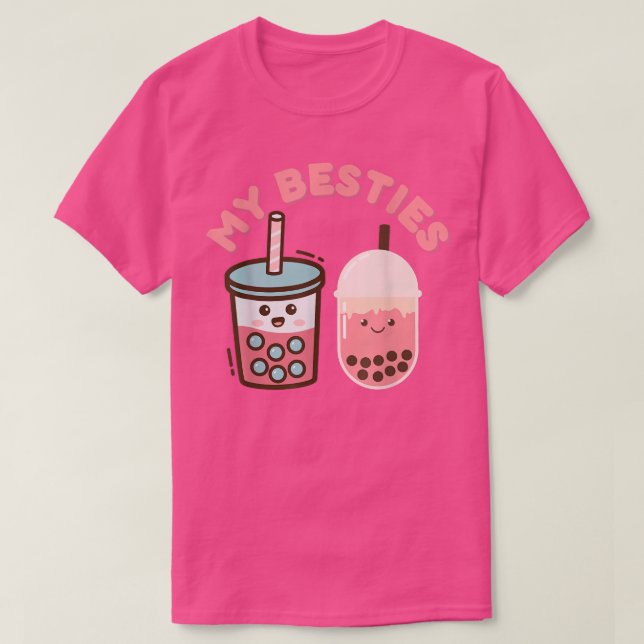 Cute Kawaii Bestie Boba Drink Bubble Mjölk Tea Aes T Shirt (Design framsida)