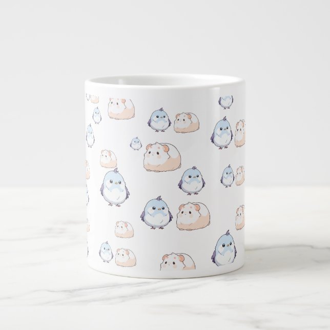 Cute Kawaii Birds and Guinea Grisar.Kawaii vibes f Jumbo Mugg (Framsidan)