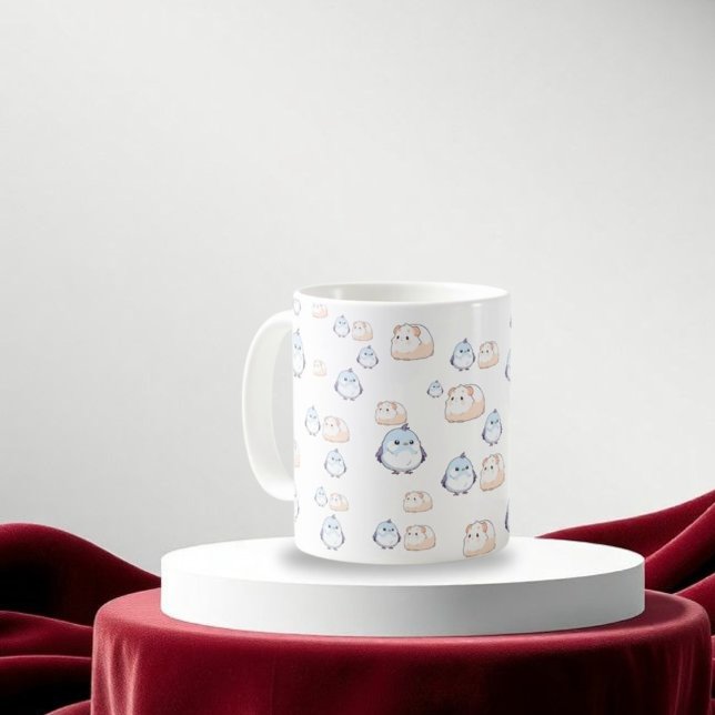 Cute Kawaii Birds and Guinea Grisar.Kawaii vibes f Kaffemugg (Skapare uppladdad)