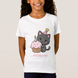 Cute Kawaii Black Cat Födelsedagsfest Personlig T Shirt