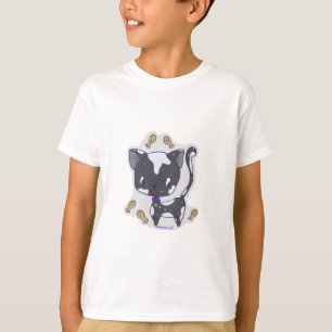 Cute Kawaii Black Cat med fiskpojkens T-shirt