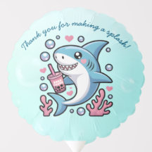 Cute Kawaii Blue Boba Shark Baby Shower