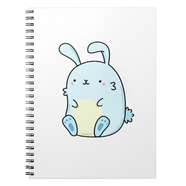 Cute Kawaii Blue Bunny Anteckningsbok (Framsidan)