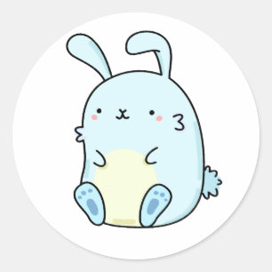 Cute Kawaii Blue Bunny Runt Klistermärke