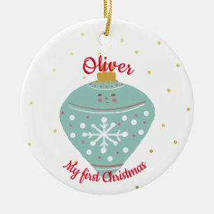 Cute Kawaii Blue Ornament Baby Första jul