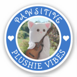 Cute Kawaii Blue Pawsitive Plushie Vibes Photo Klistermärken