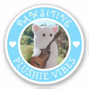 Cute Kawaii Blue Pawsitive Plushie Vibes Photo Klistermärken