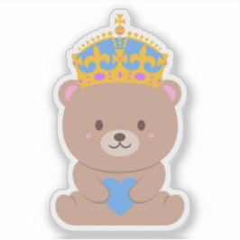 Cute Kawaii Blue Rosa Royal Prince Bear Klistermärken