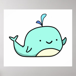 Cute Kawaii Blue Whale Poster