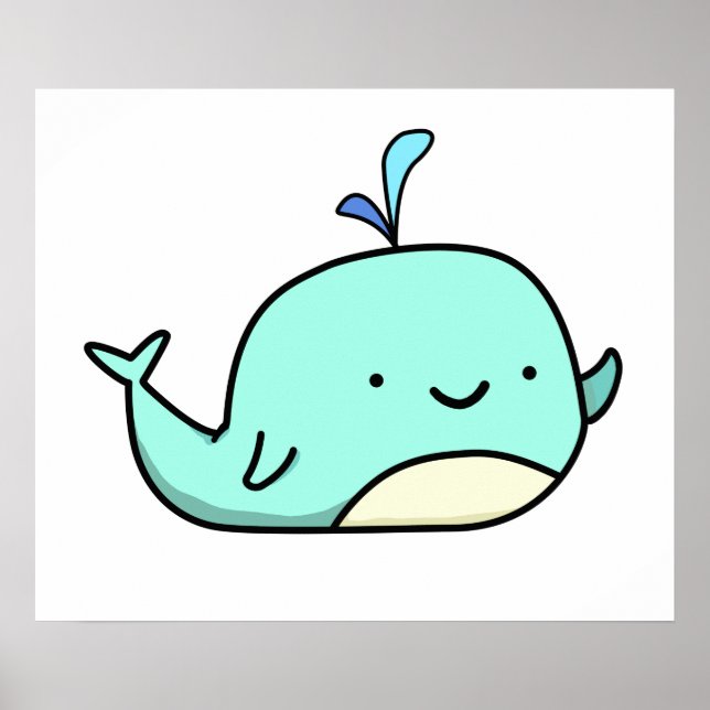 Cute Kawaii Blue Whale Poster (Framsidan)