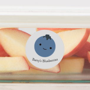 Cute Kawaii Blueberry Label med Anpassade Namn Klistermärke
