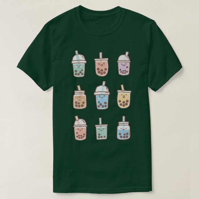 Cute Kawaii Boba Anime Bubble Tea Pastel  799 T Shirt (Design framsida)