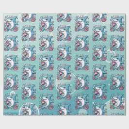 Cute Kawaii Boba Shark Mönster Presentpapper