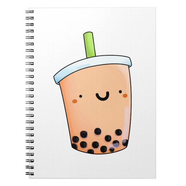 Cute Kawaii Boba Tea Anteckningsbok (Framsidan)