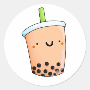 Cute Kawaii Boba Tea Runt Klistermärke