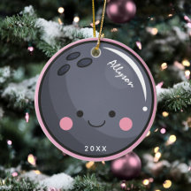 Cute Kawaii Bowling Ball Girl's Namn & Year Sporty