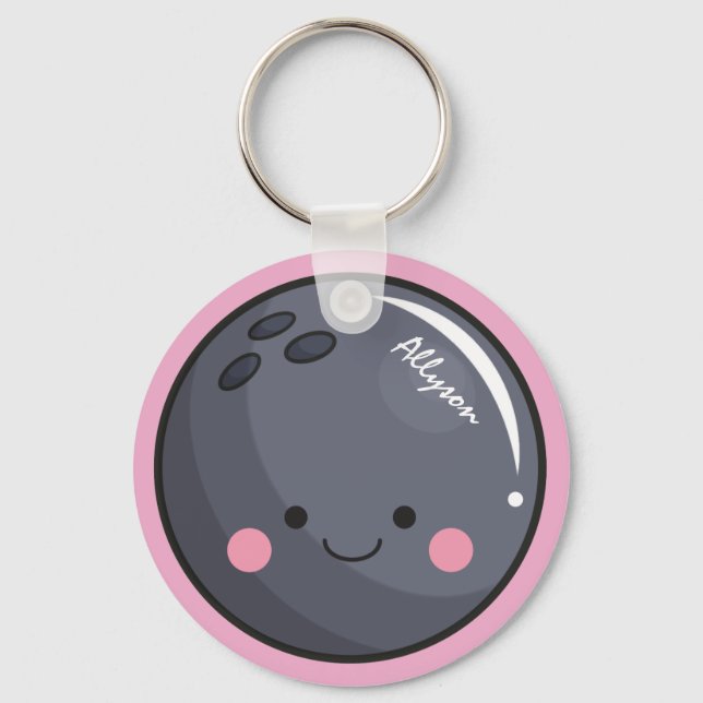 Cute Kawaii Bowling Ball Personlig Sport Tema Nyckelring (Framsida)