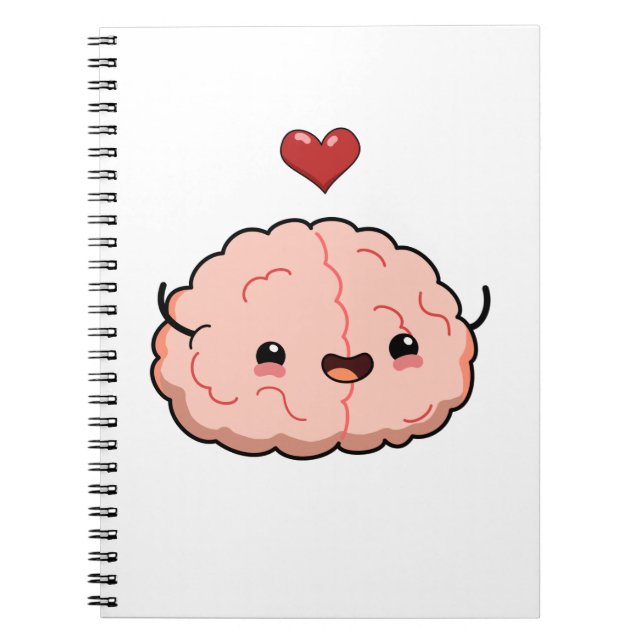 Cute Kawaii Brain Anteckningsbok (Framsidan)