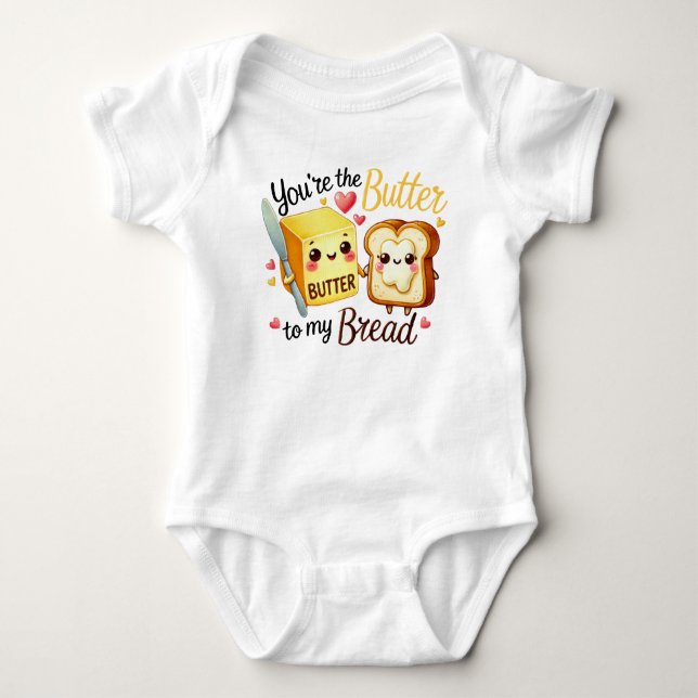 Cute Kawaii Bread and Butter T Shirt (Framsida)