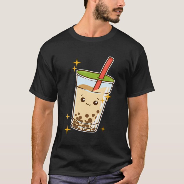 Cute Kawaii Bubble Tea Boba Älskare Mjölk Tea Tapi T Shirt (Framsida)