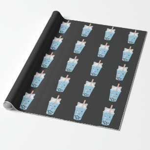 Cute Kawaii Bubble Tea Boba Mjölk Tea Cat Presentpapper