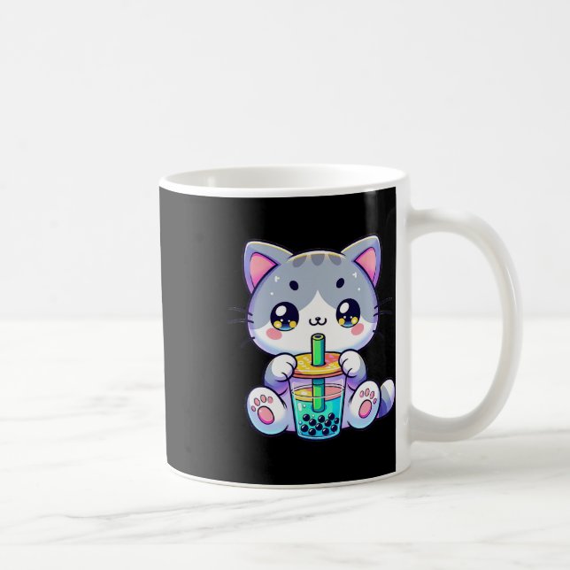 Cute Kawaii Bubble Tea Cat Japansk Kitten Anime Kaffemugg (Höger)