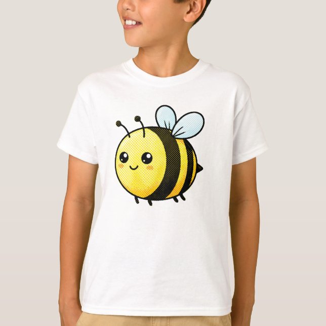 Cute Kawaii Bumblebee Cartoon Kids T-Shirt (Framsida)