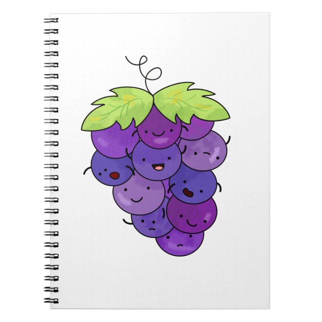 Cute Kawaii Bunch of Grapes Anteckningsbok (Framsidan)