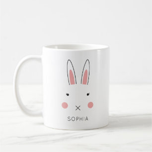 Cute Kawaii Bunny Ansikte eget namn Påsk Kaffemugg