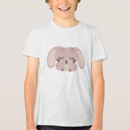 Cute Kawaii Bunny Illustration with Floral Details T Shirt