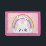 Cute Kawaii Bunny och Rainbow Personlig<br><div class="desc">Cute kawaii fluffy bunny under en personlig regnbåge.</div>