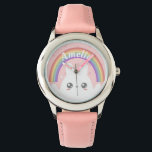 Cute Kawaii Bunny och Rainbow Personlig Armbandsur<br><div class="desc">Cute kawaii fluffy bunny under en personlig regnbåge.</div>