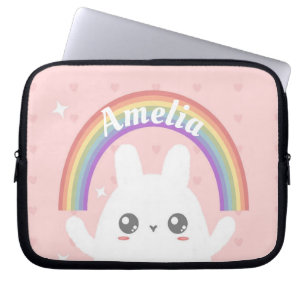Cute Kawaii Bunny och Rainbow Personlig Laptop Fodral