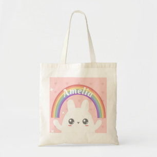 Cute Kawaii Bunny och Rainbow Personlig Tygkasse
